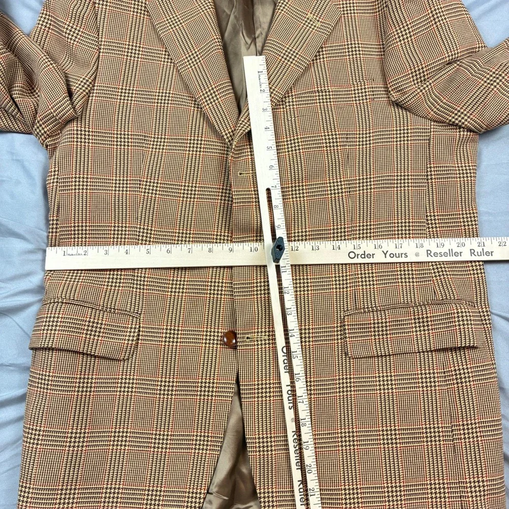 Made in Italy Cotton Mens Sport Coat Glen Plaid Tan Brown 40R (50IT) Guabello